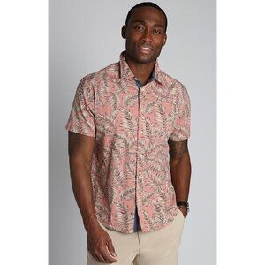 Jachs New York Men's Palm Print Stretch Short Sleeve Shirt Tropical  L NWT